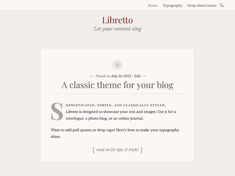 libretto-one-column-literary-theme - HeroThemes Libretto One-Column Literary Theme