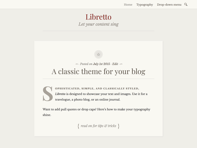 Libretto One-Column Literary Theme