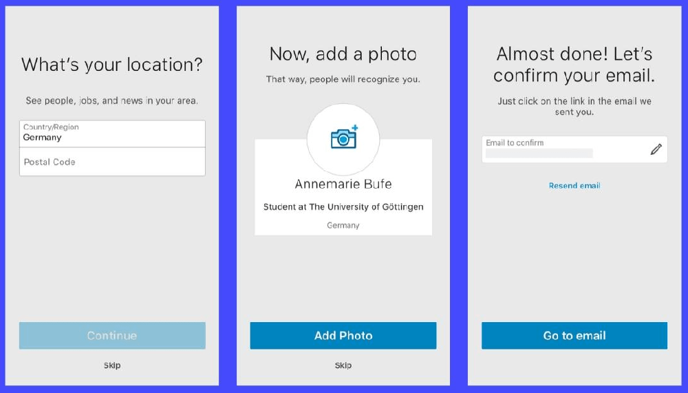 LinkedIn onboard process example