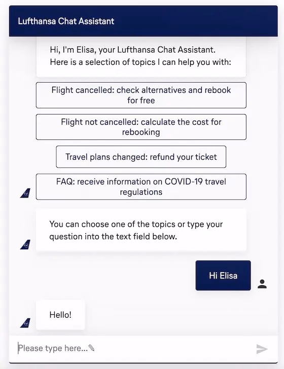 lufthansas-elisa-rule-based-chatbot-example - HeroThemes Lufthansa’s Elisa, Rule-based chatbot example