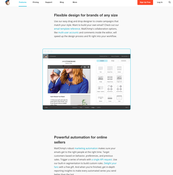 Mailchimp content chunking example