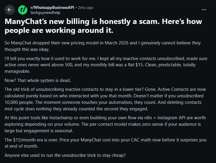 Manychatcomplaintaboutbilling herothemes Manychat complaint about billing