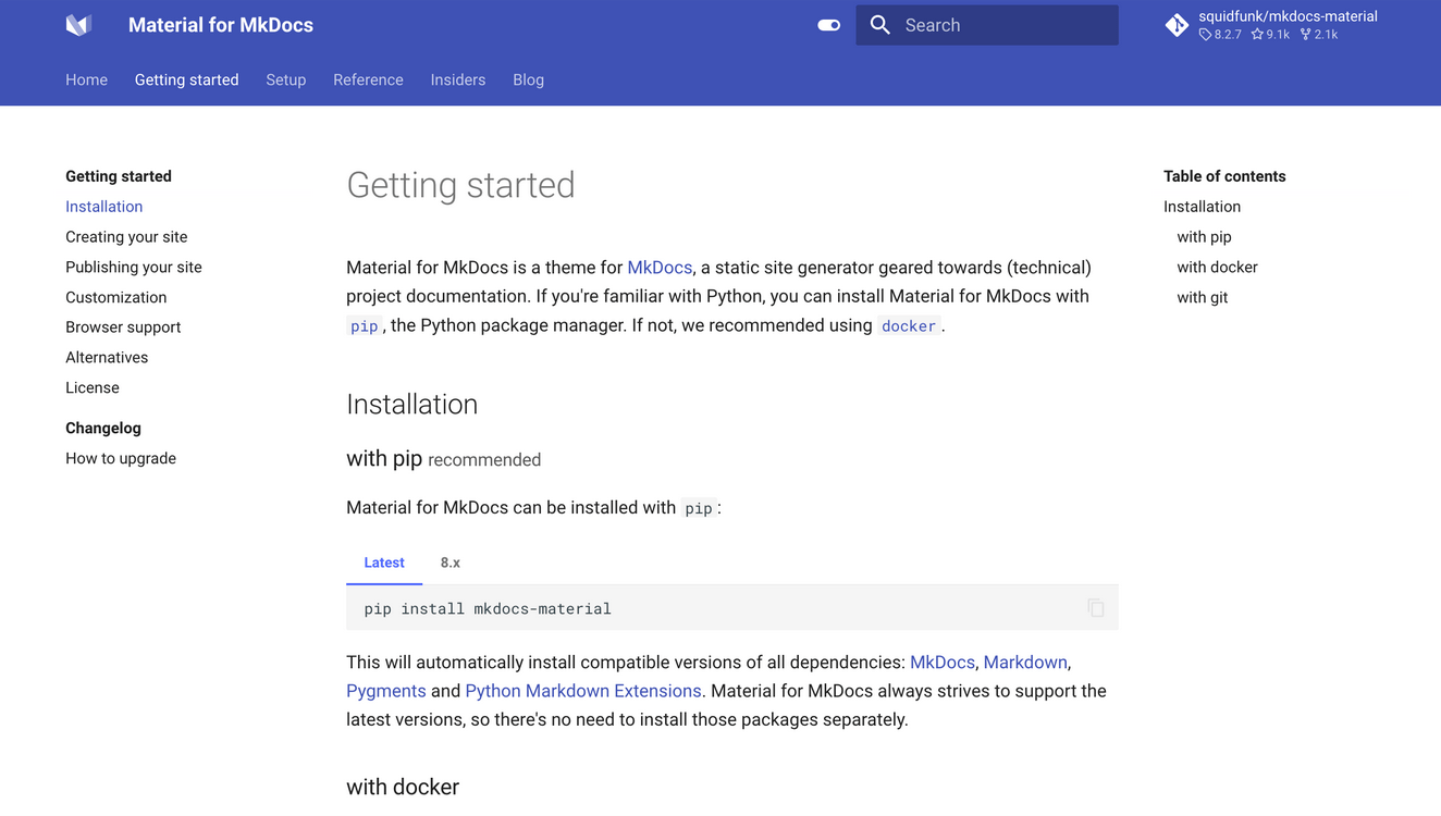 Material for MkDocs documentation template