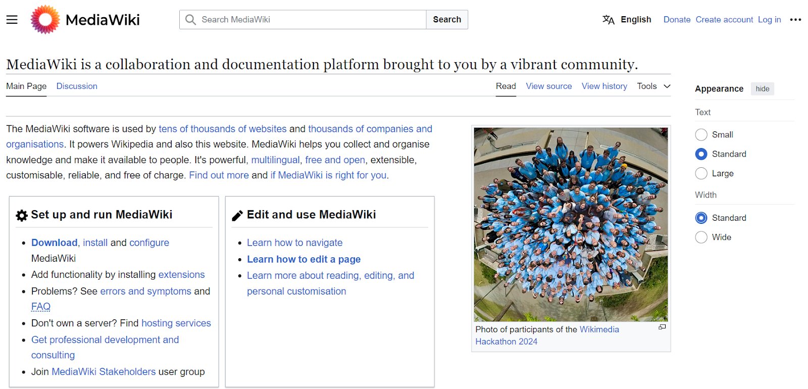 MediaWiki, an open source wiki platform