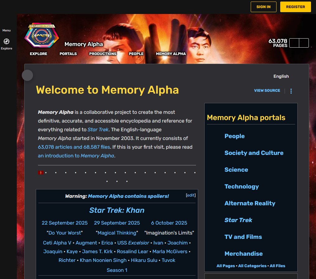 Memory Alpha, the Star Trek wiki example