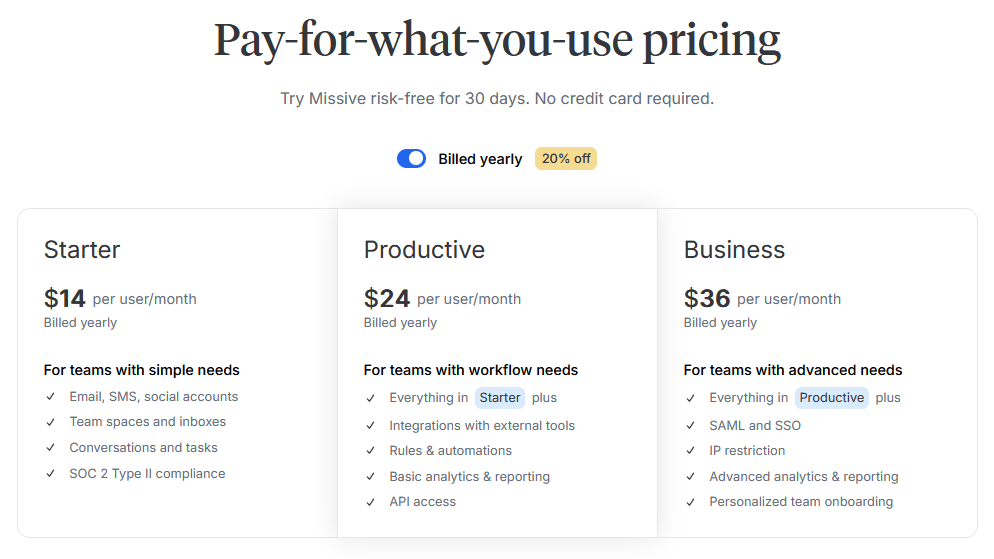 missive-pricing - HeroThemes Missive pricing