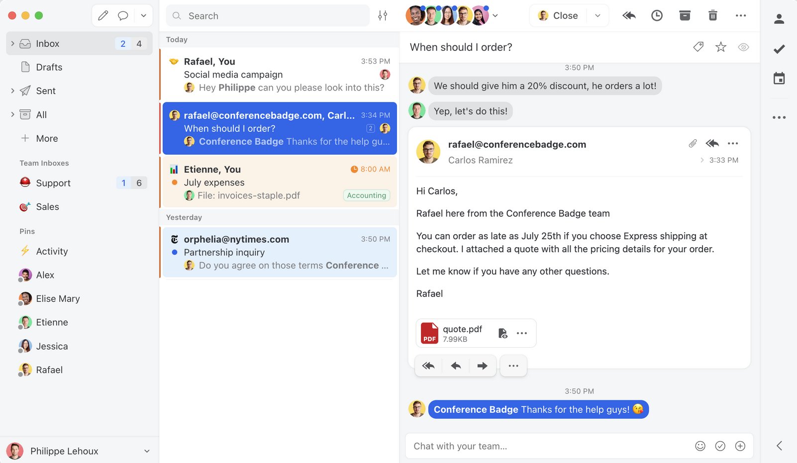 Missive user interface review