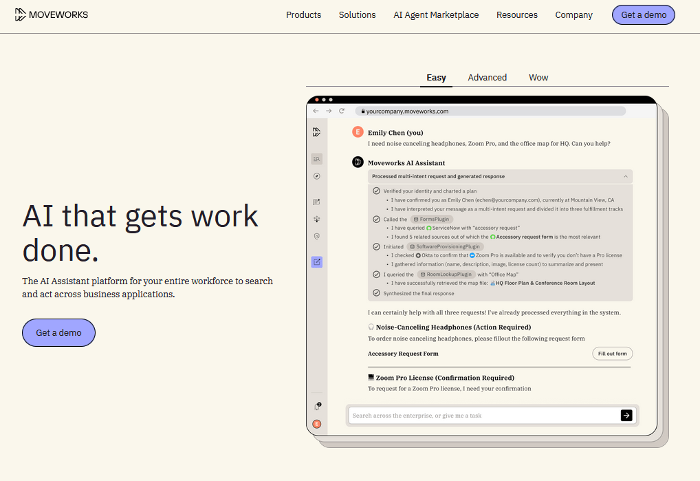 Moveworks chatbot for HR automation