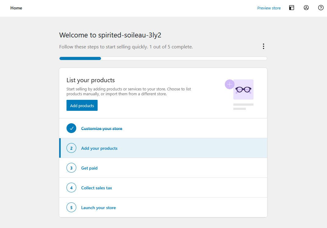 new WooCommerce store setup wizard