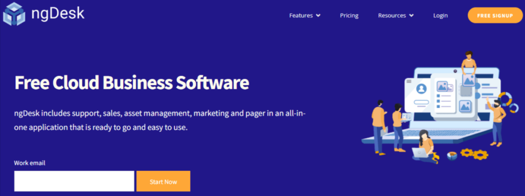 ngDesk’s website homepage