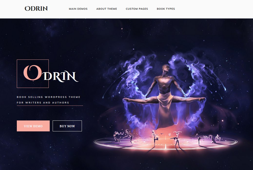 Odrin dark, stylish theme for Book Authors