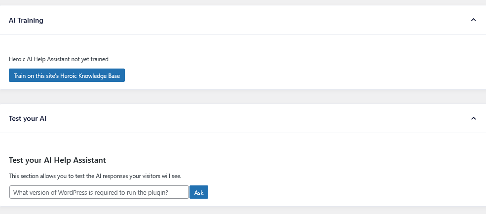Option to train AI based on knowledge base content