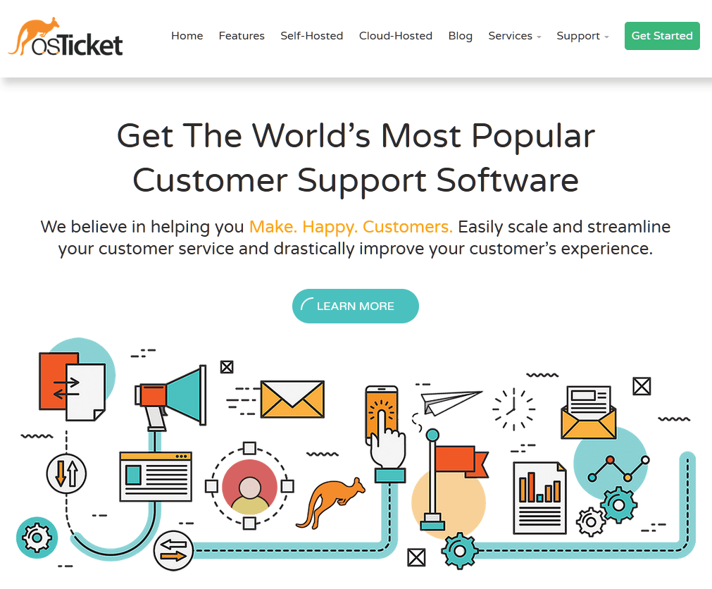 osTicket self-hosted ticketing system