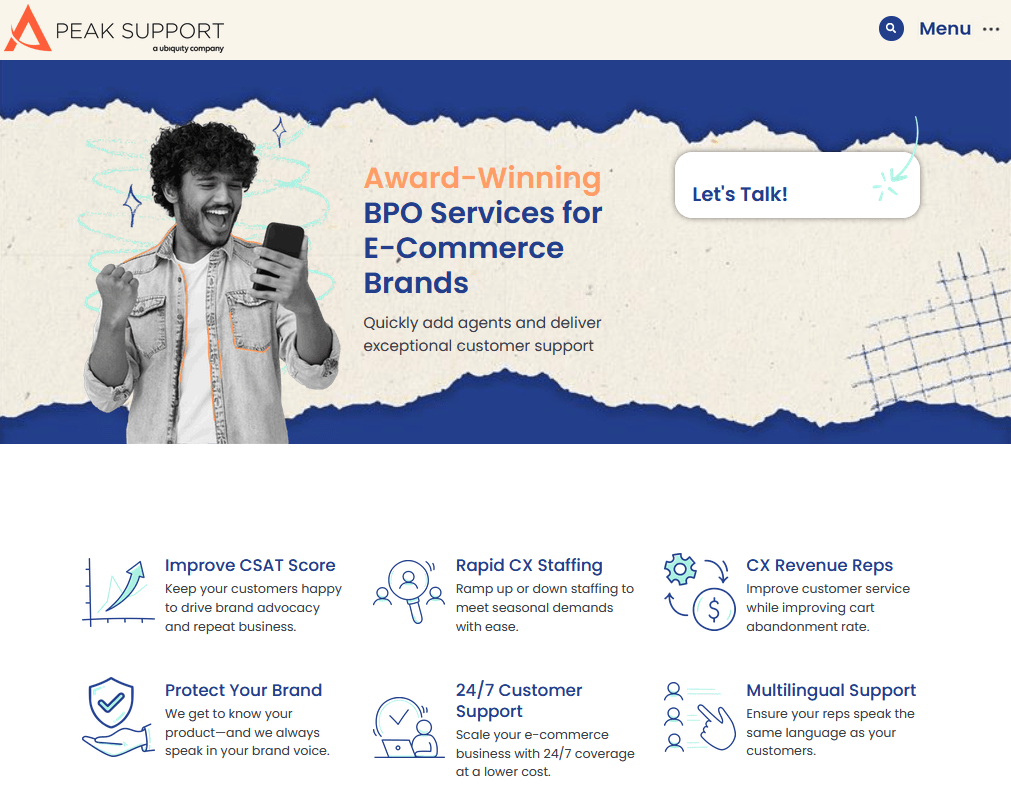 Peak Support Award winning BPO for eCommerce