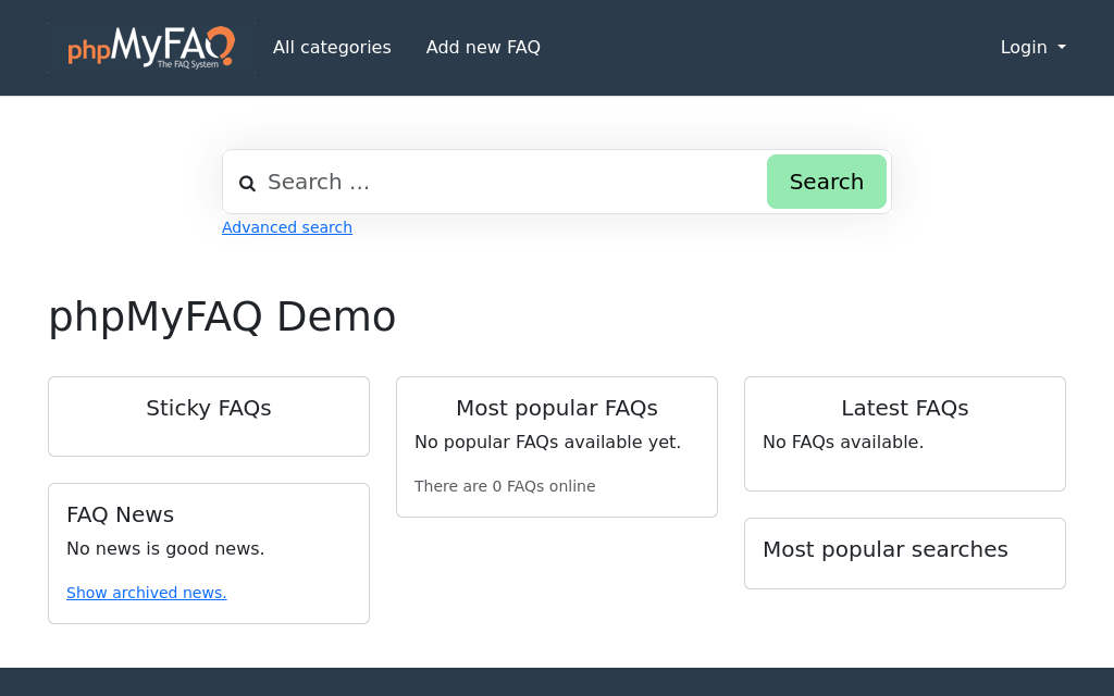 phpMyFAQ open source knowledge base for FAQs