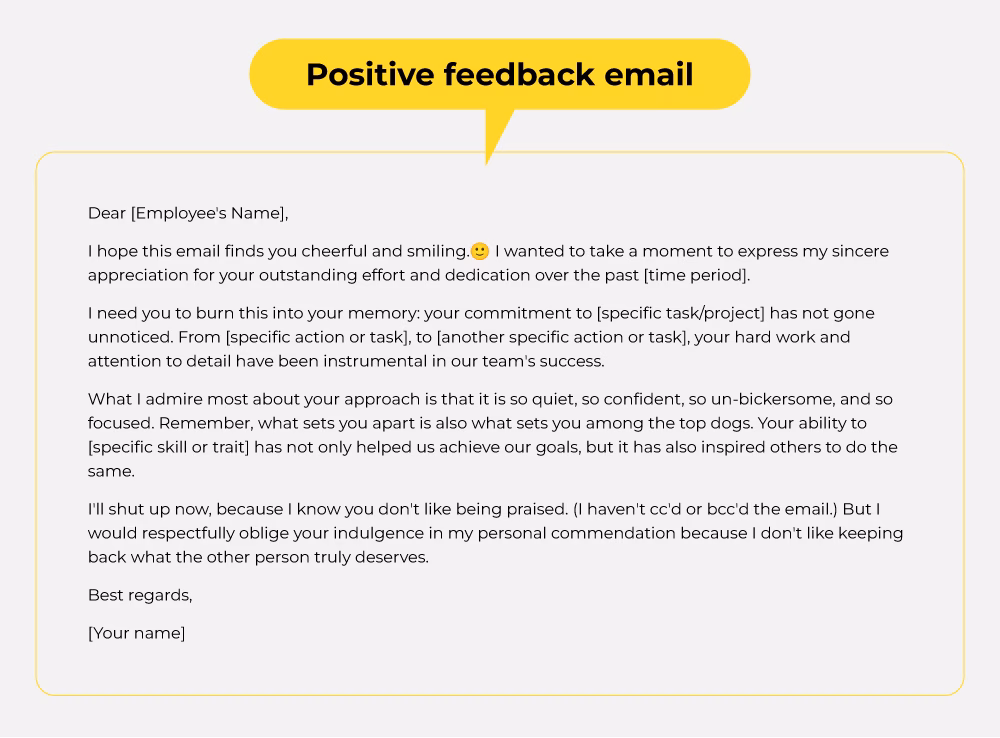 Positive feedback ticket example