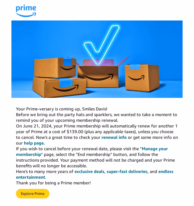 Renewalemailnoticeexamplefromamazonprime herothemes Renewal email notice example from amazon prime