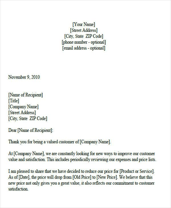 Revised Quotation Email example
