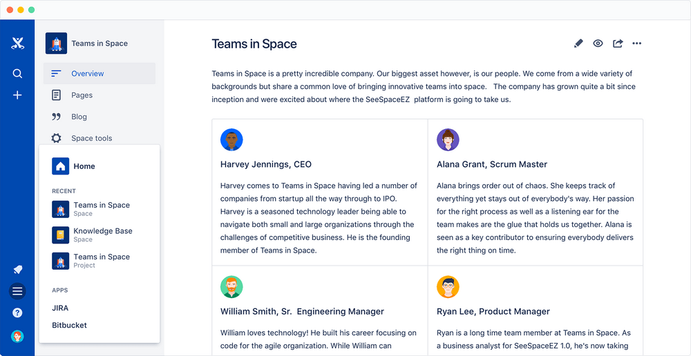 Screenshot of Confluence Cloud’s interface