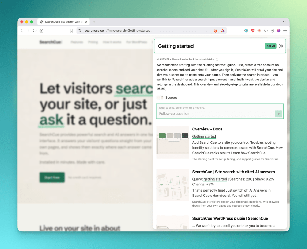 SearchCue WordPress plugin