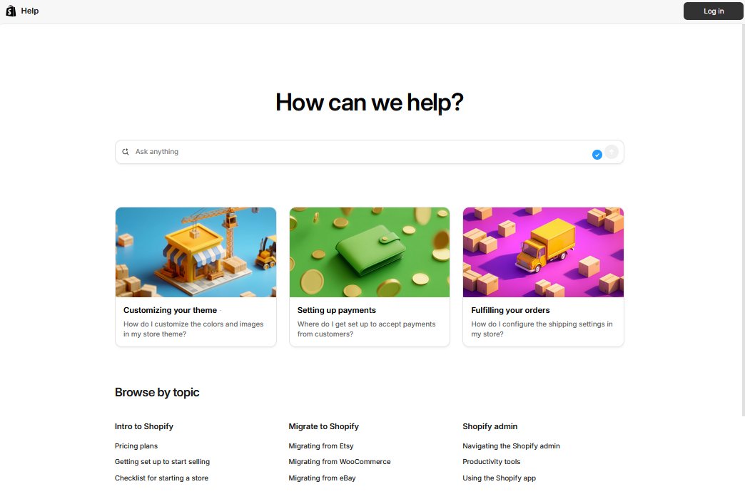 Shopify Help Center Example