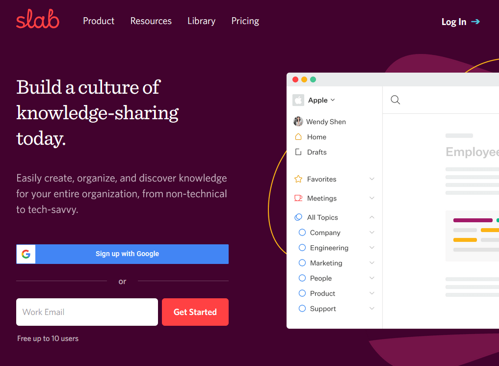 Slab for hosted team wiki