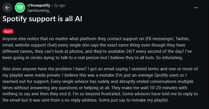 Spotify bad review