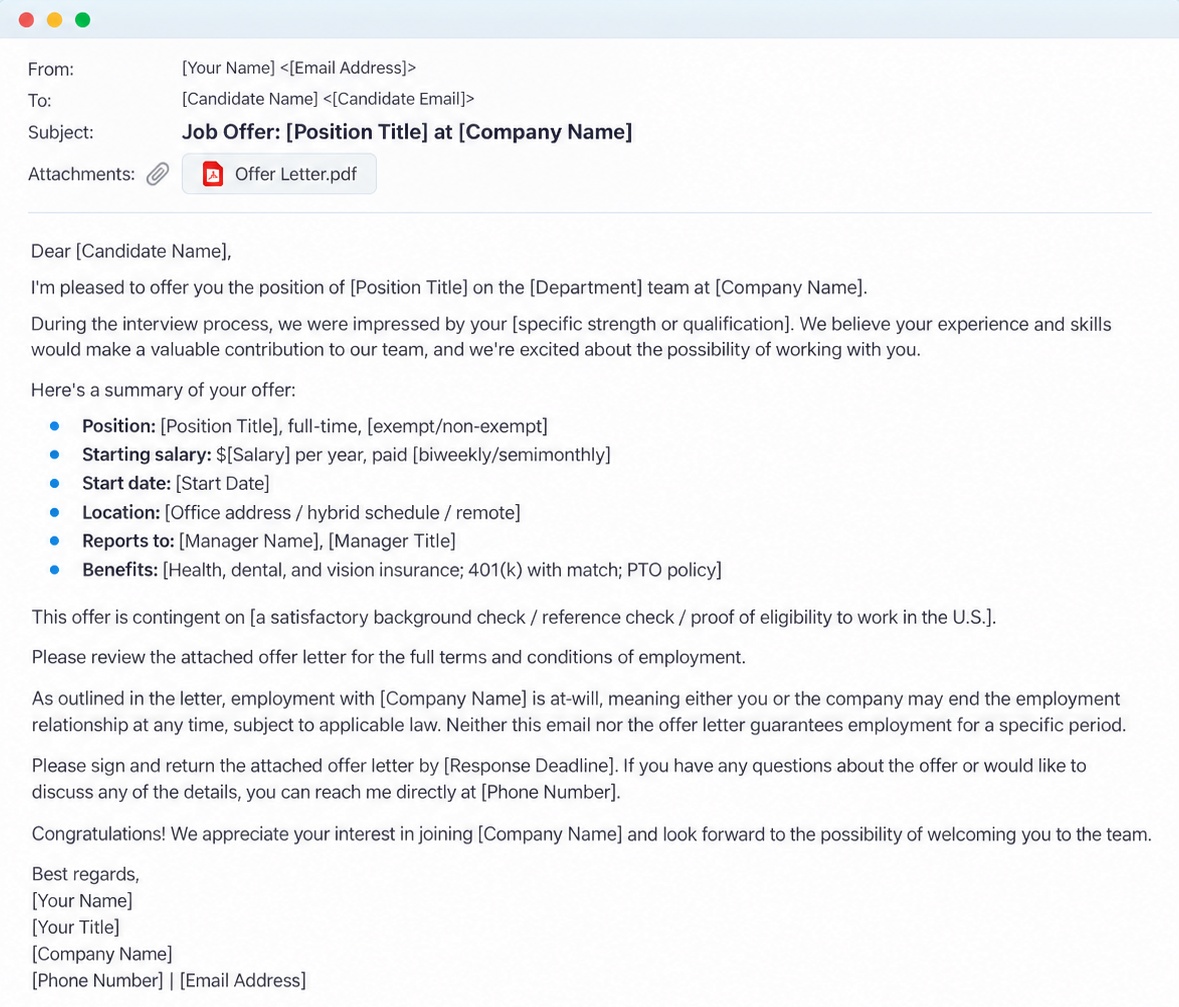 Standard Formal Job Offer Email