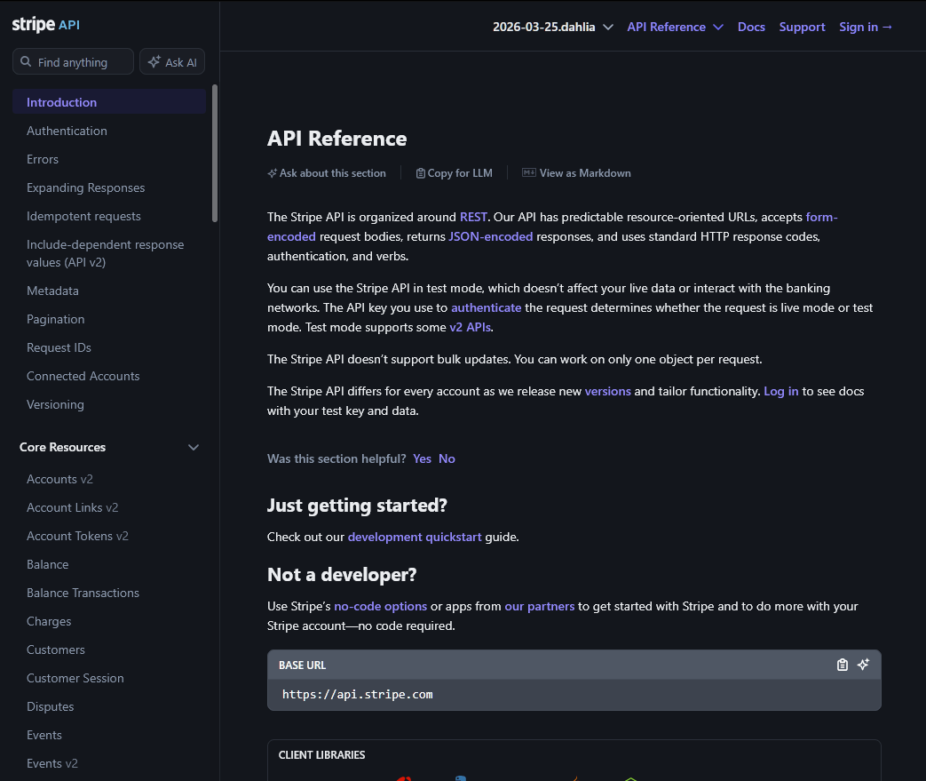 Stripe API Docs