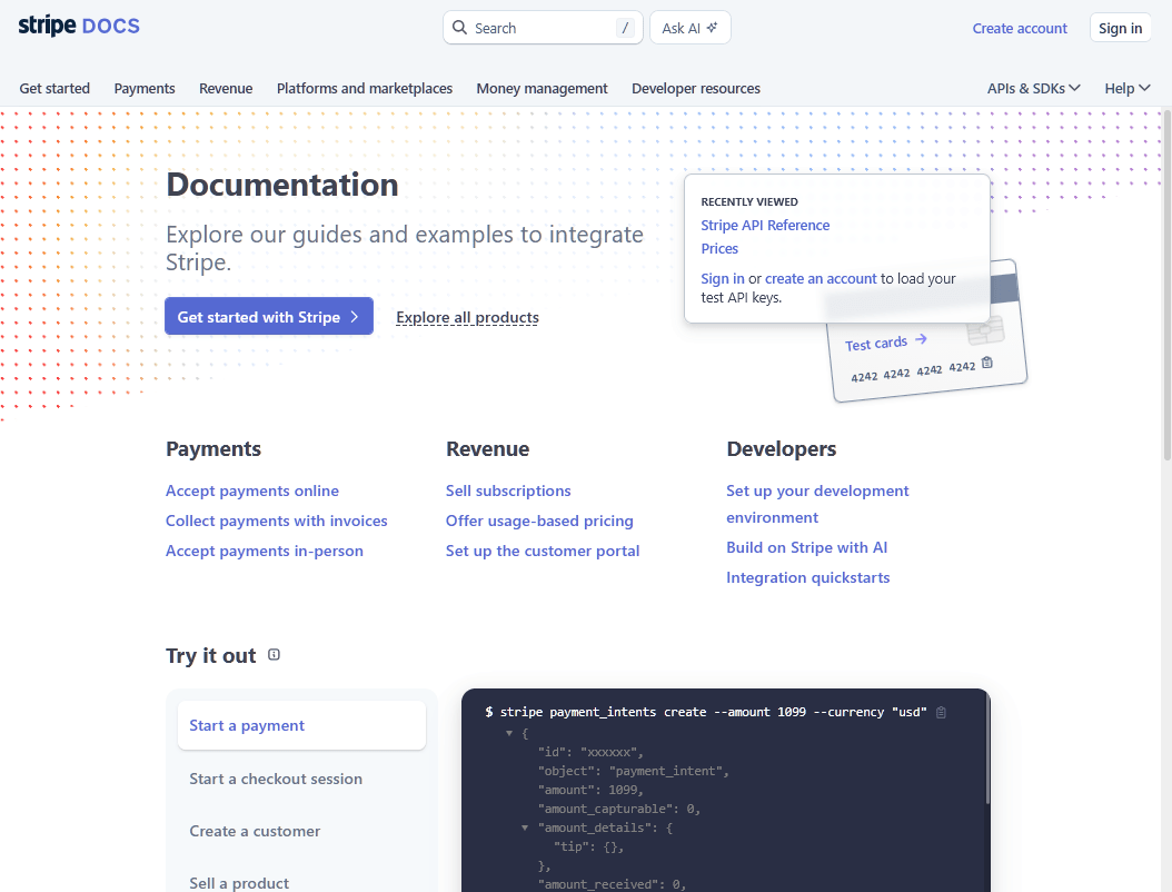 Stripe help center example