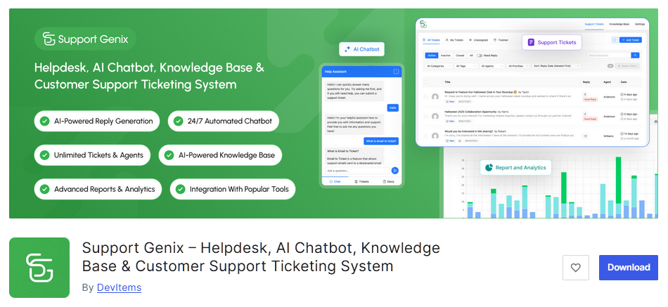 Support Genix AI-Powered Ticketing Plugin