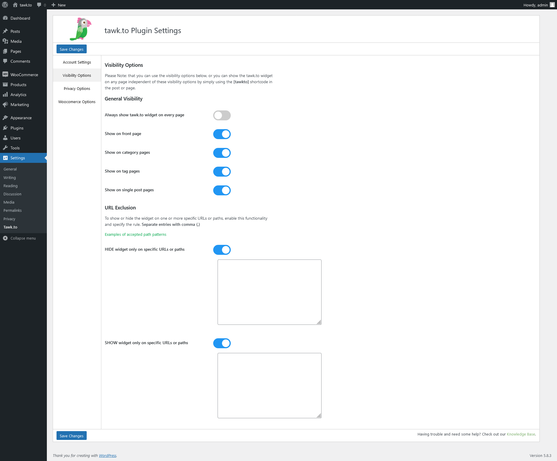 tawk.to Live Chat WordPress plugin