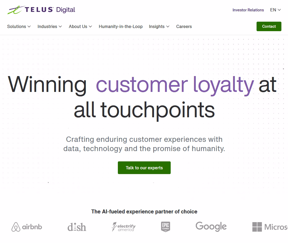 TELUS International for outsourcing customer service