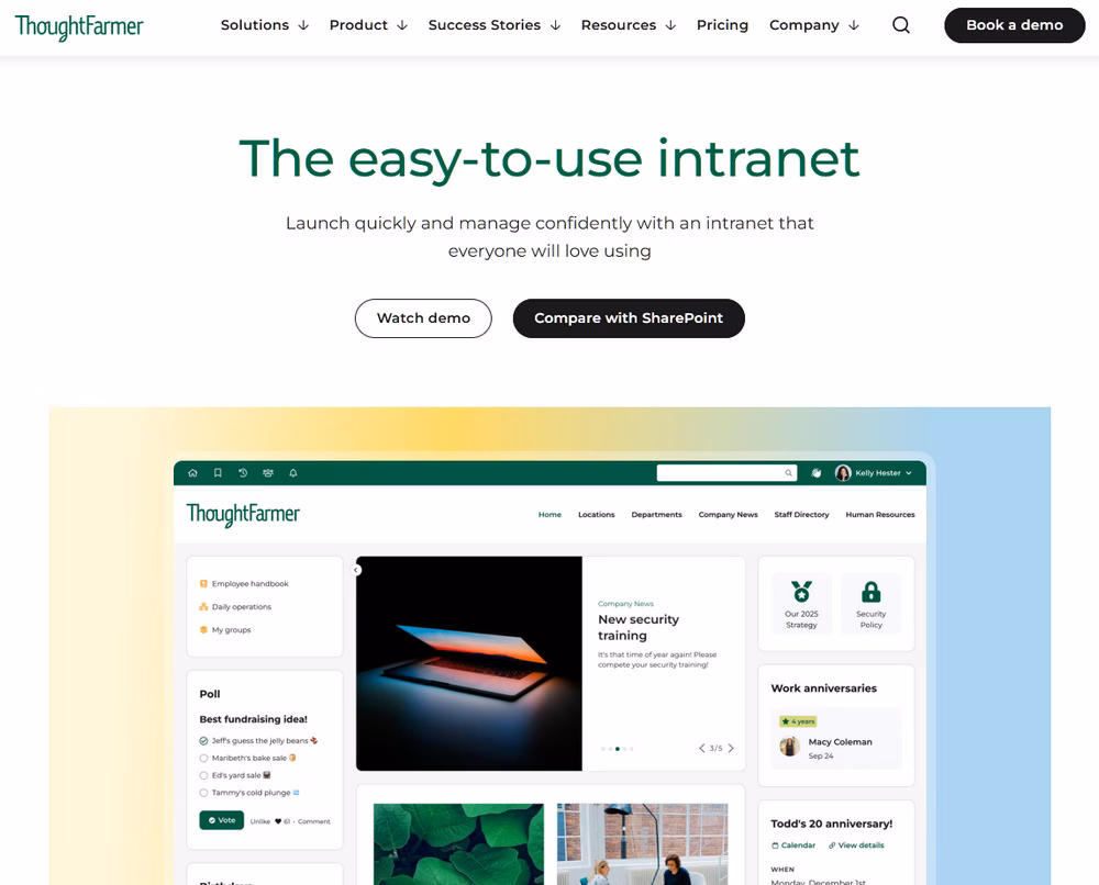 Logiciel interne Thoughtfarmer pour les entreprises herothemes Logiciel interne Thoughtfarmer pour les entreprises
