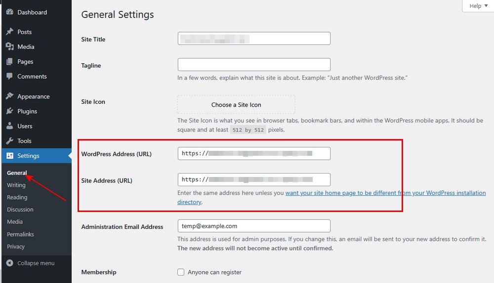 Updating WordPress site address