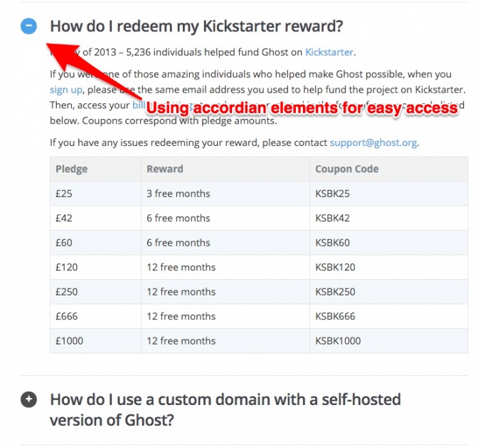 Using accordion element for FAQs