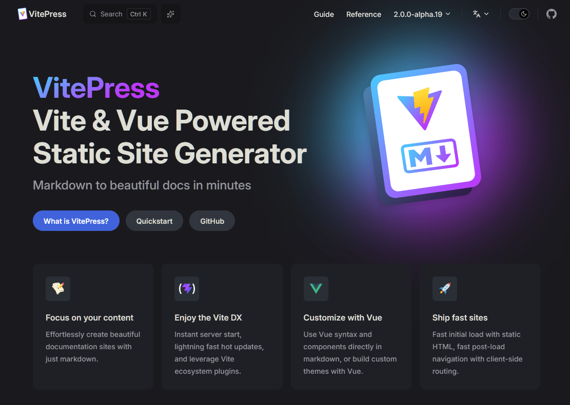 VitePress for static documentation 