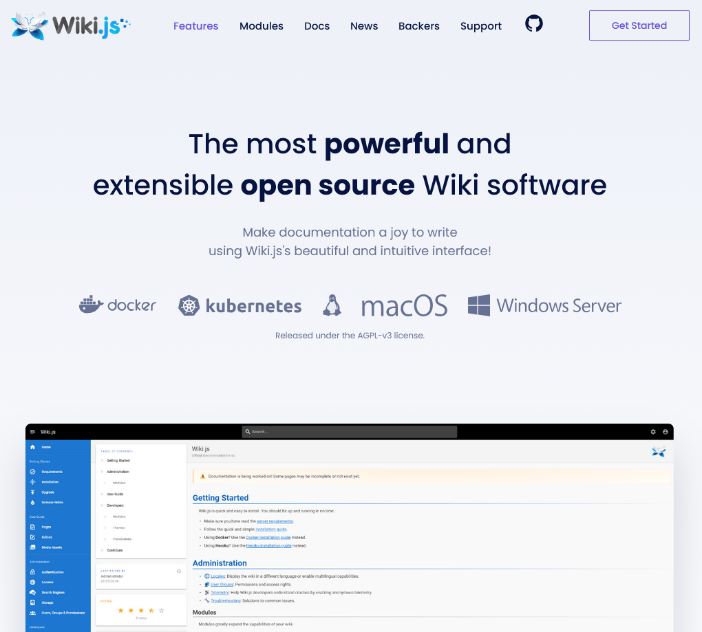 Wiki js software