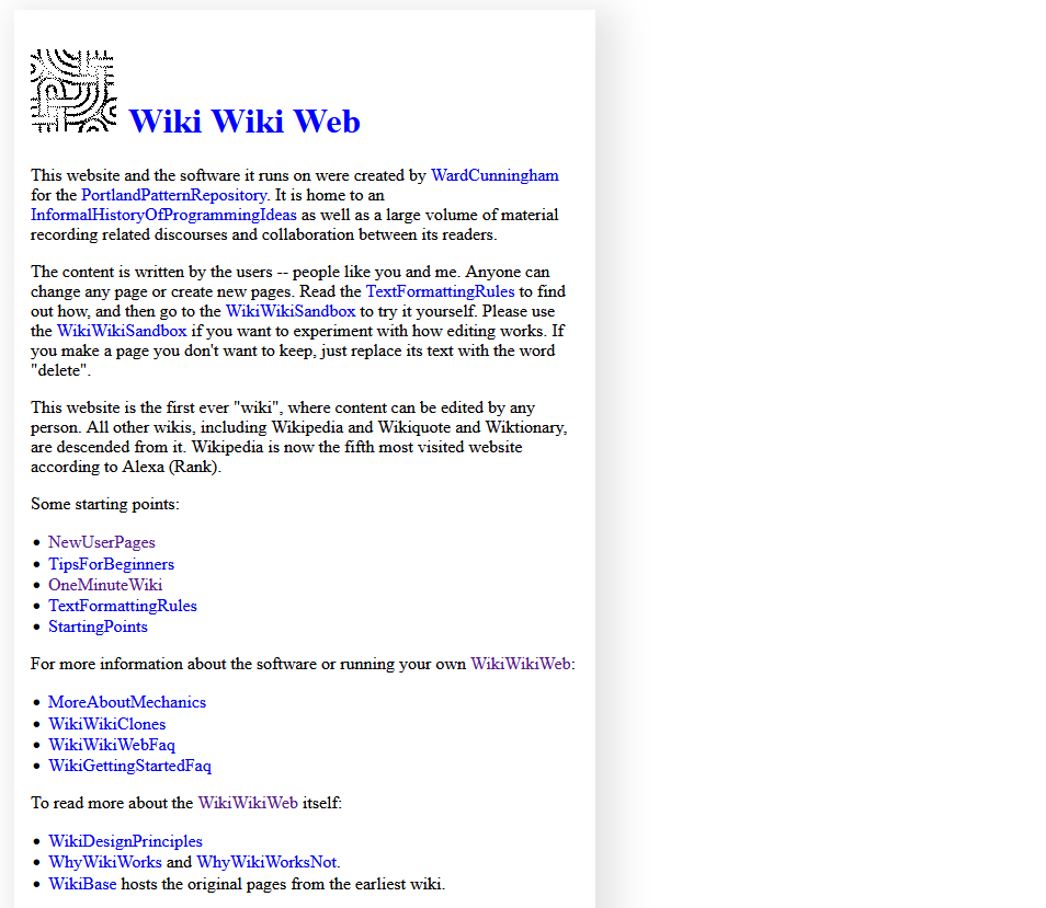 wikiwikiweb-the-first-wiki-ever - HeroThemes WikiWikiWeb The First Wiki Ever