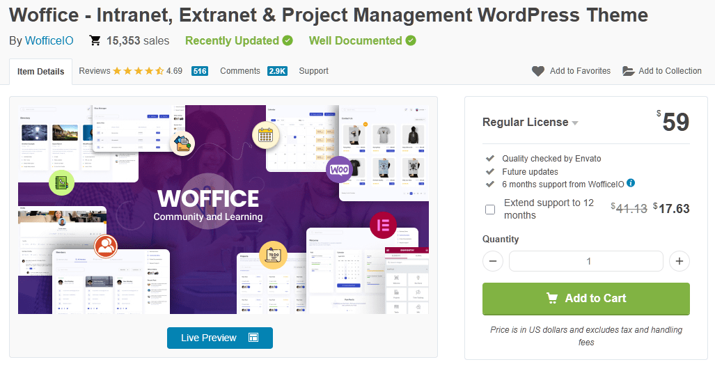 Woffice Intranet, extranet WordPress theme
