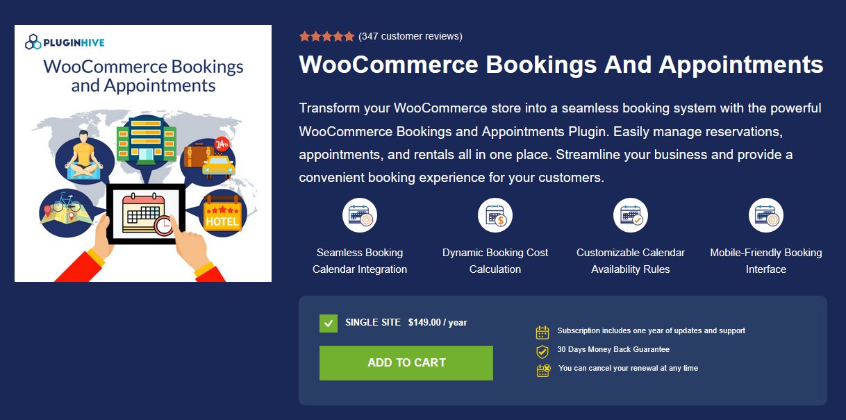 WooCommerce Bookings and Appointments plugin 
