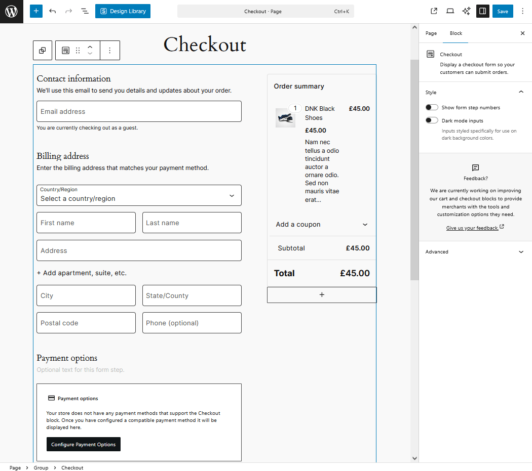 WooCommerce checkout editor
