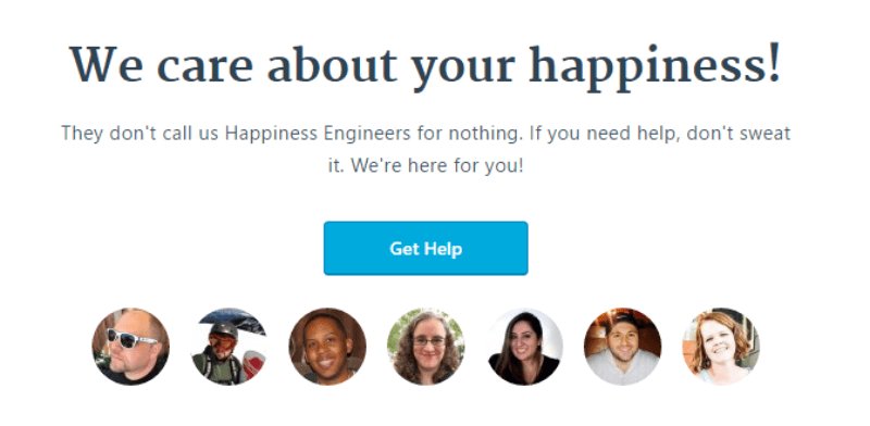 WordPress support page example
