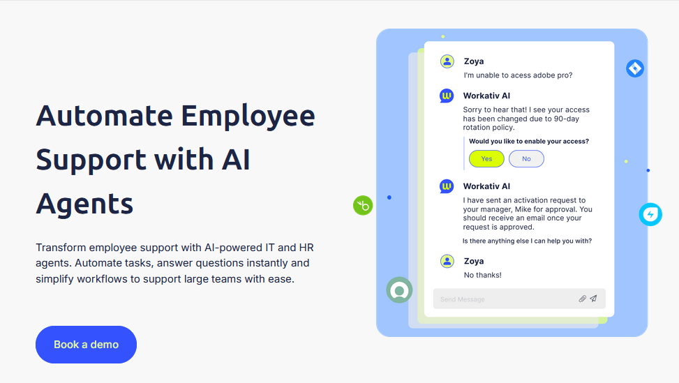Workativ Slackbot for HR and IT
