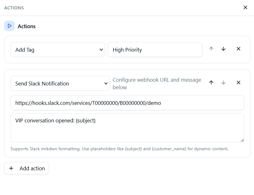 Workflow actions