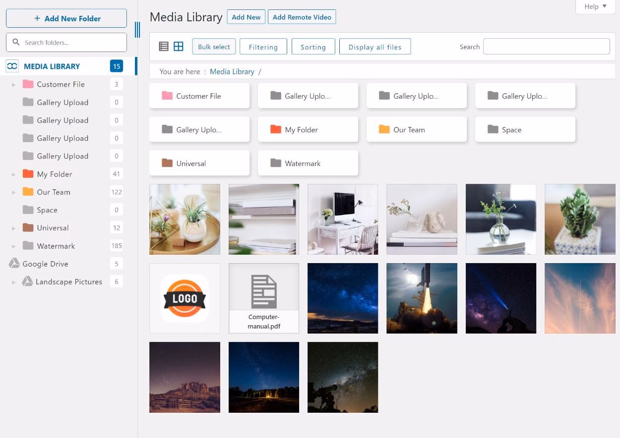 WP Media Folder Schnittstelle
