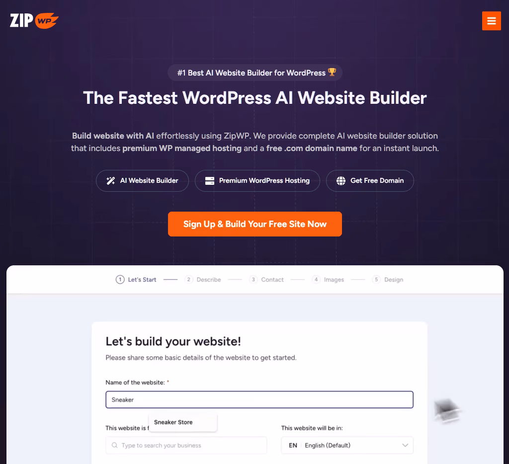 Zipwp ai for building wordpress sites