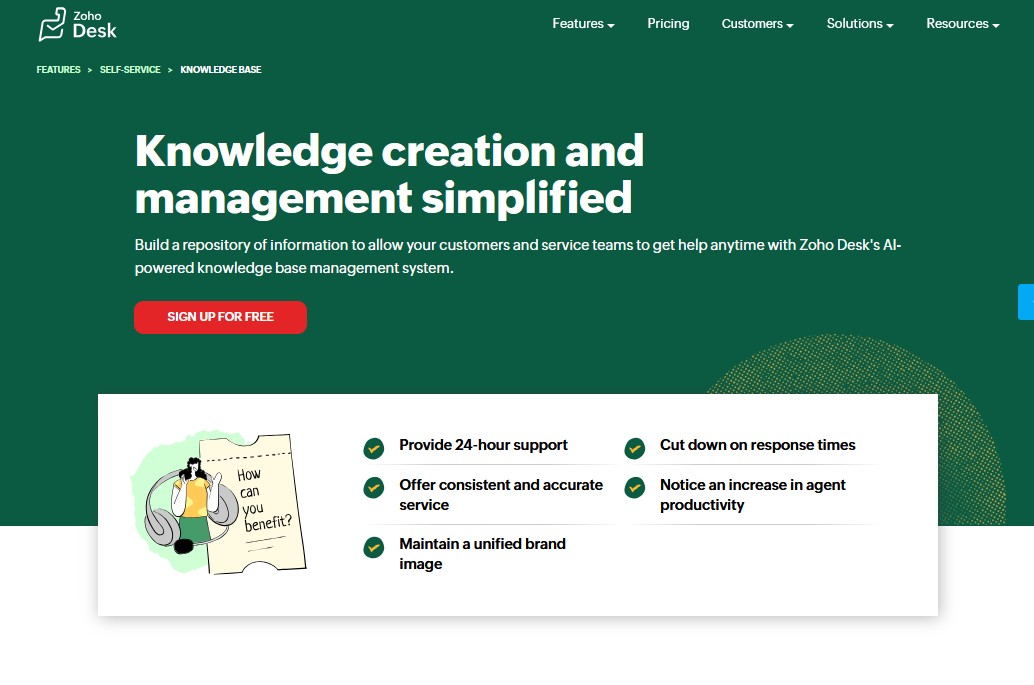 Zoho Desk AI-powered knowledge base