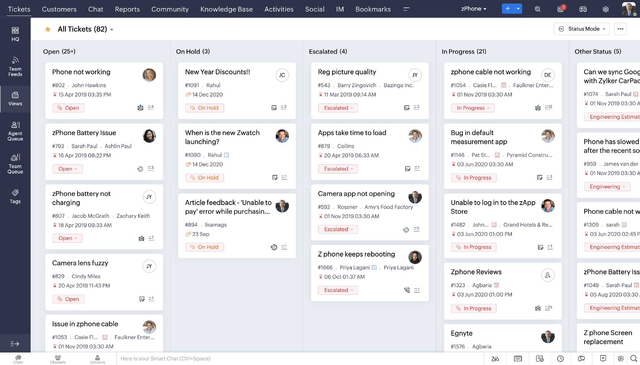 Zoho desk overhauled Ticket Queue view