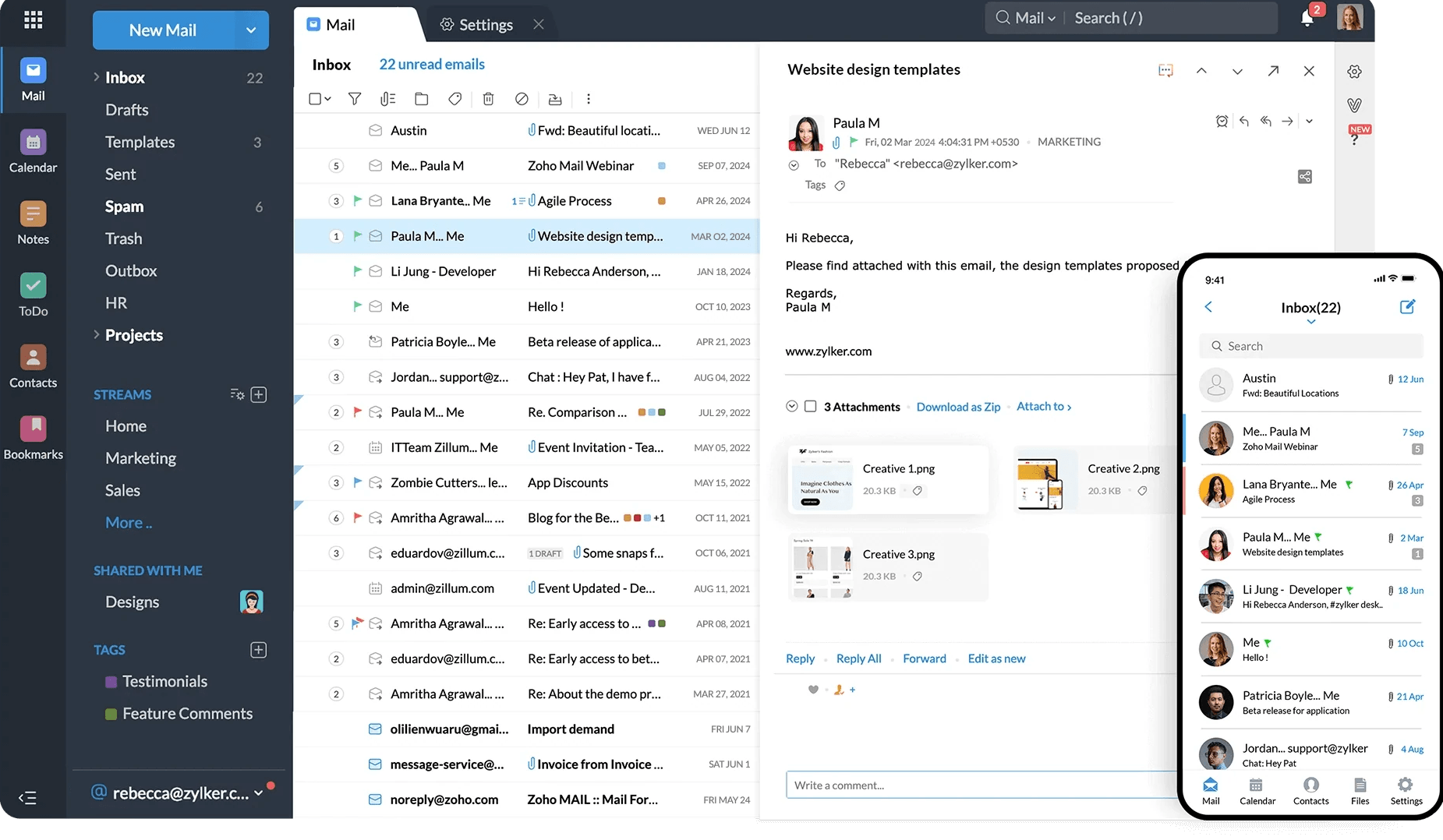 Zoho Mail Business Email Hosting and Suite Integration